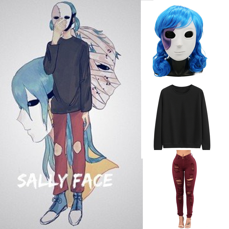 Black Face Mask Pack - Disfraz de Sally Face para Cosplay,